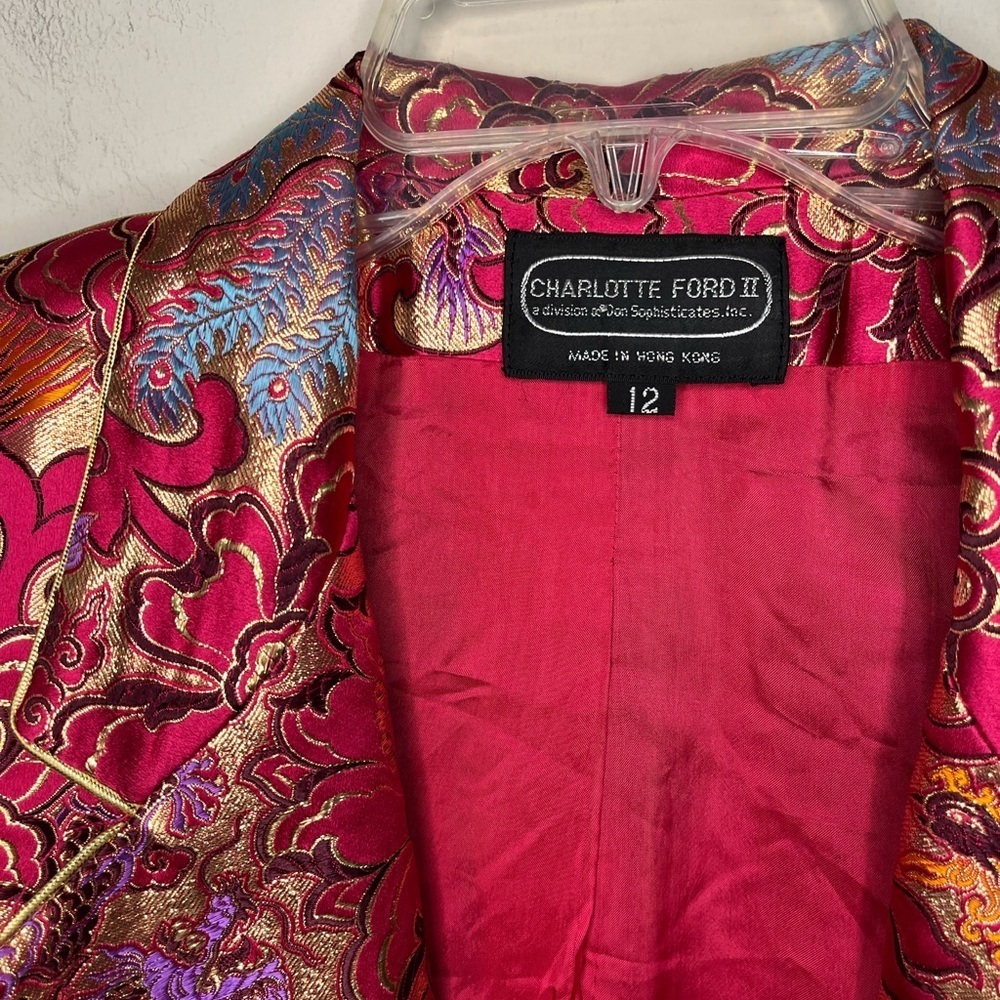 Vintage Charlotte Ford II Metallic Embroidered Silk Blend Blazer Size 12 - Picture 2 of 13